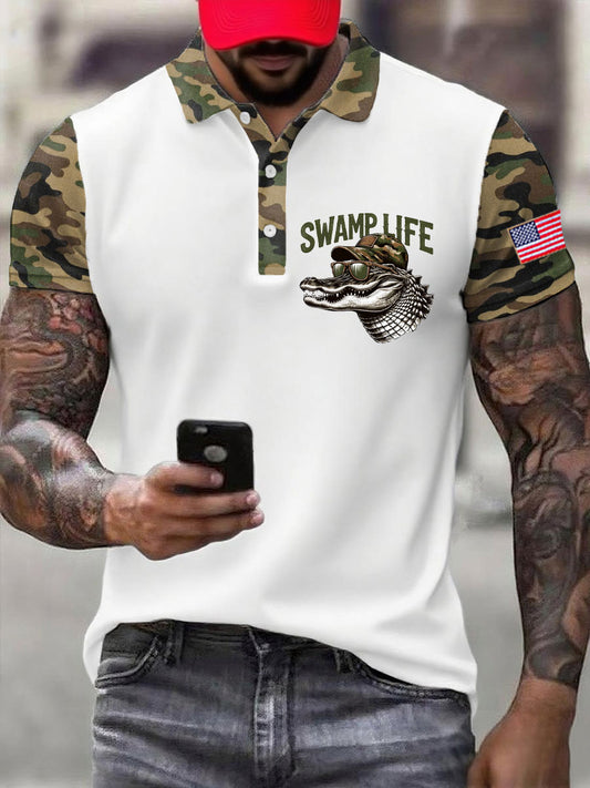 Men's Alliator Business Style Printed Casual Tops