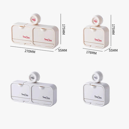 Wall-Mounted Soap Dish with Suction Cup & Flip-Top Lid