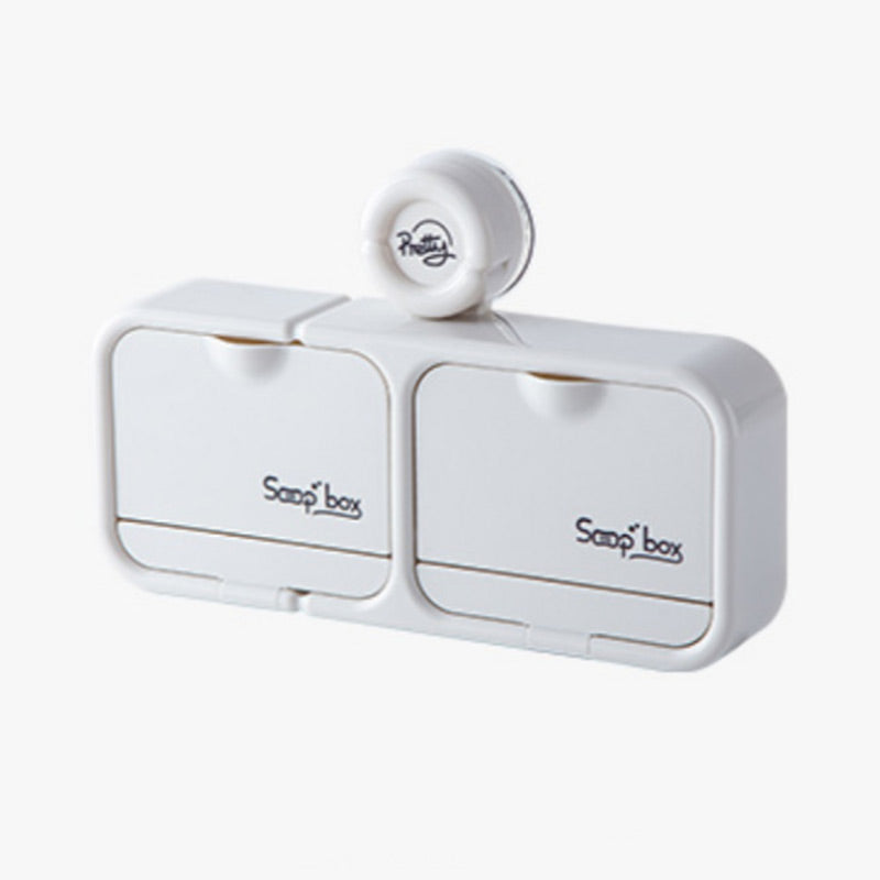 Wall-Mounted Soap Dish with Suction Cup & Flip-Top Lid