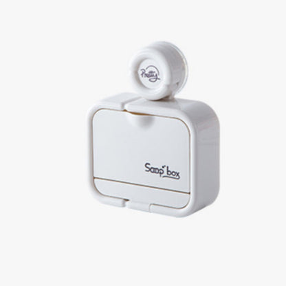 Wall-Mounted Soap Dish with Suction Cup & Flip-Top Lid