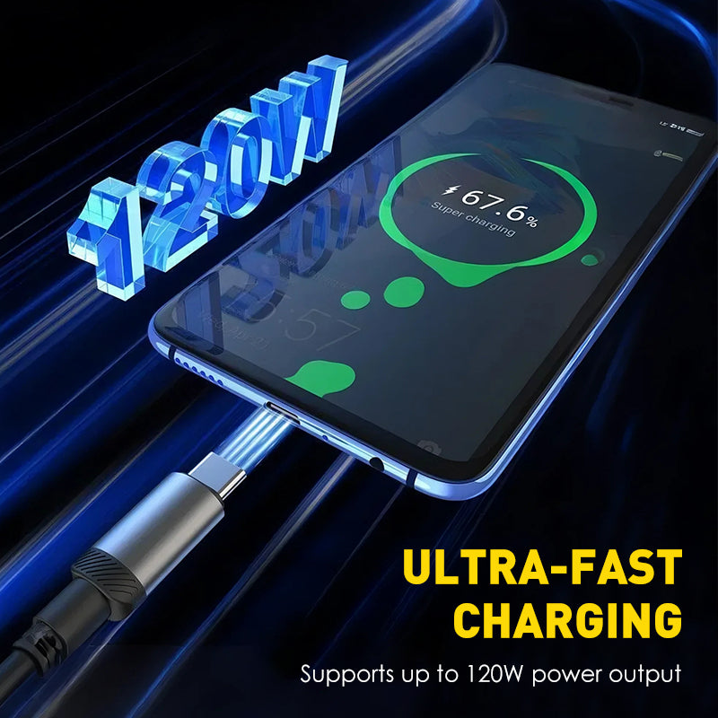 120W 3-in-1 Fast Charging Cable with Digital Display