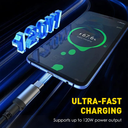 120W 3-in-1 Fast Charging Cable with Digital Display