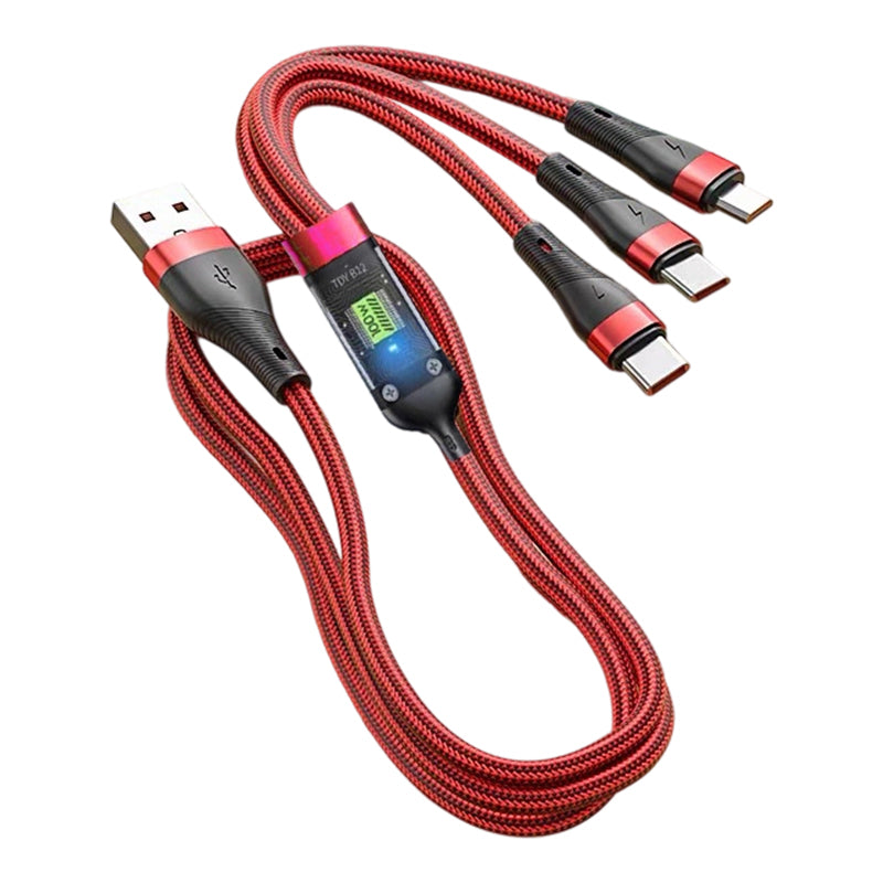 120W 3-in-1 Fast Charging Cable with Digital Display