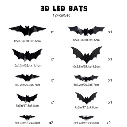 🦇Halloween 3D Bat LED Wall Light Decor 💡 – No Drilling Needed, Easy Installation | Soft LED Glow for Living Room/Bedroom Festive Vibe