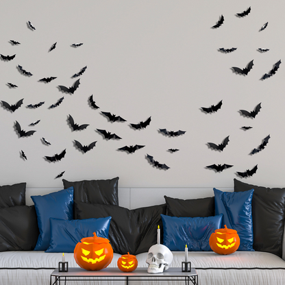 🦇Halloween 3D Bat LED Wall Light Decor 💡 – No Drilling Needed, Easy Installation | Soft LED Glow for Living Room/Bedroom Festive Vibe