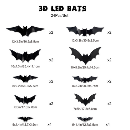 🦇Halloween 3D Bat LED Wall Light Decor 💡 – No Drilling Needed, Easy Installation | Soft LED Glow for Living Room/Bedroom Festive Vibe