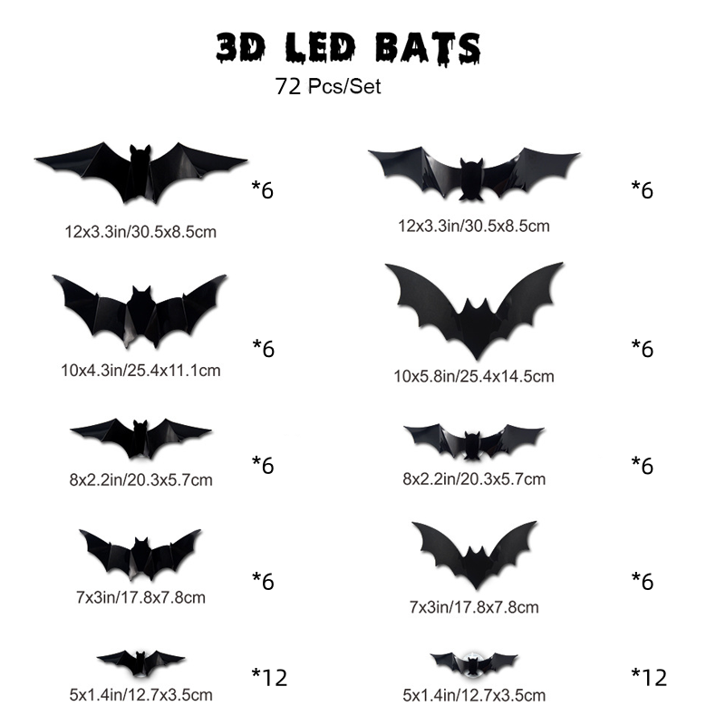 🦇Halloween 3D Bat LED Wall Light Decor 💡 – No Drilling Needed, Easy Installation | Soft LED Glow for Living Room/Bedroom Festive Vibe