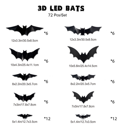 🦇Halloween 3D Bat LED Wall Light Decor 💡 – No Drilling Needed, Easy Installation | Soft LED Glow for Living Room/Bedroom Festive Vibe