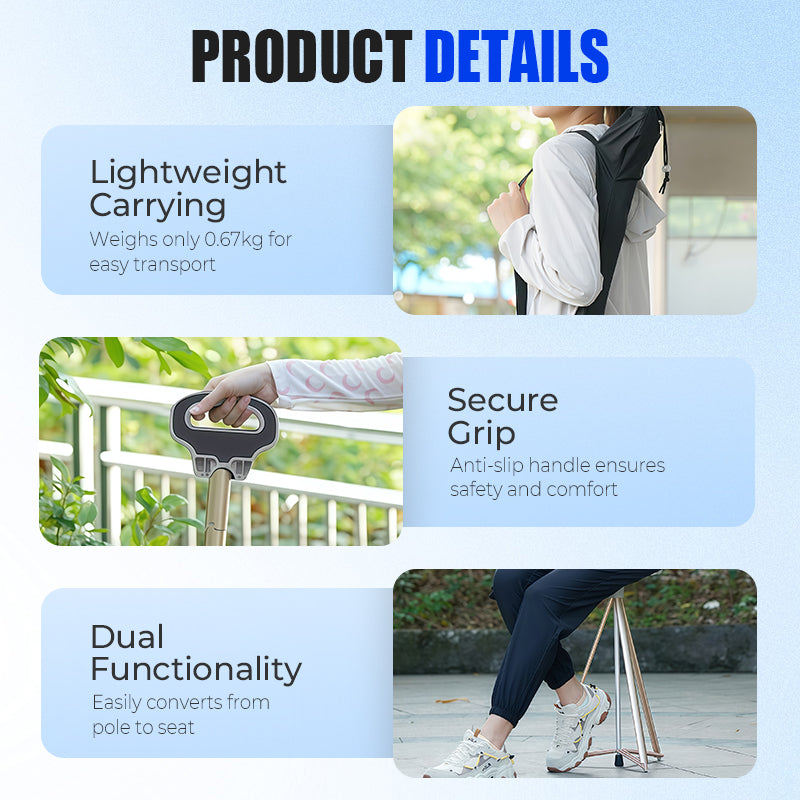 Portable Trekking Hiking Pole with Seat