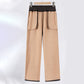 Solid Color Elastic Waistband Straight Leg Pants