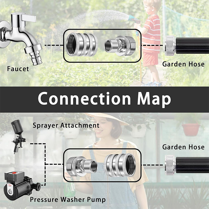 Stainless Steel Garden Hose Quick Connect Fittings Set