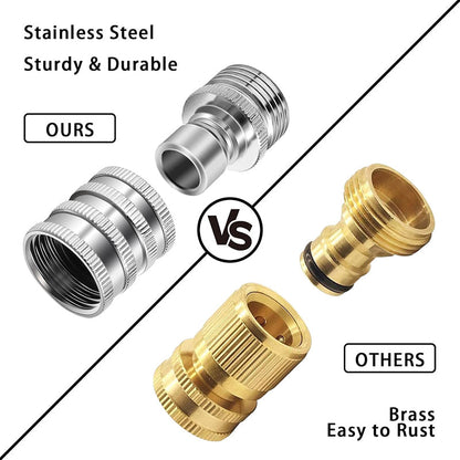 Stainless Steel Garden Hose Quick Connect Fittings Set