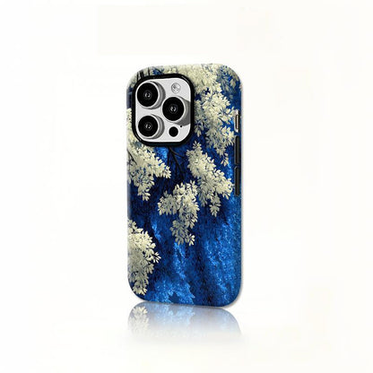 Blue-White Floral Art Phone Case for iPhone Series