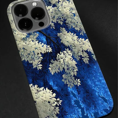Blue-White Floral Art Phone Case for iPhone Series