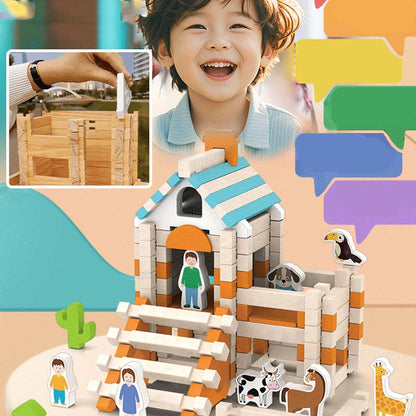 🧩  Educational Wooden Building Blocks - 108 PCS with Storage Bag for Creative STEM Learning & Fine Motor Skills 🏗️🎒