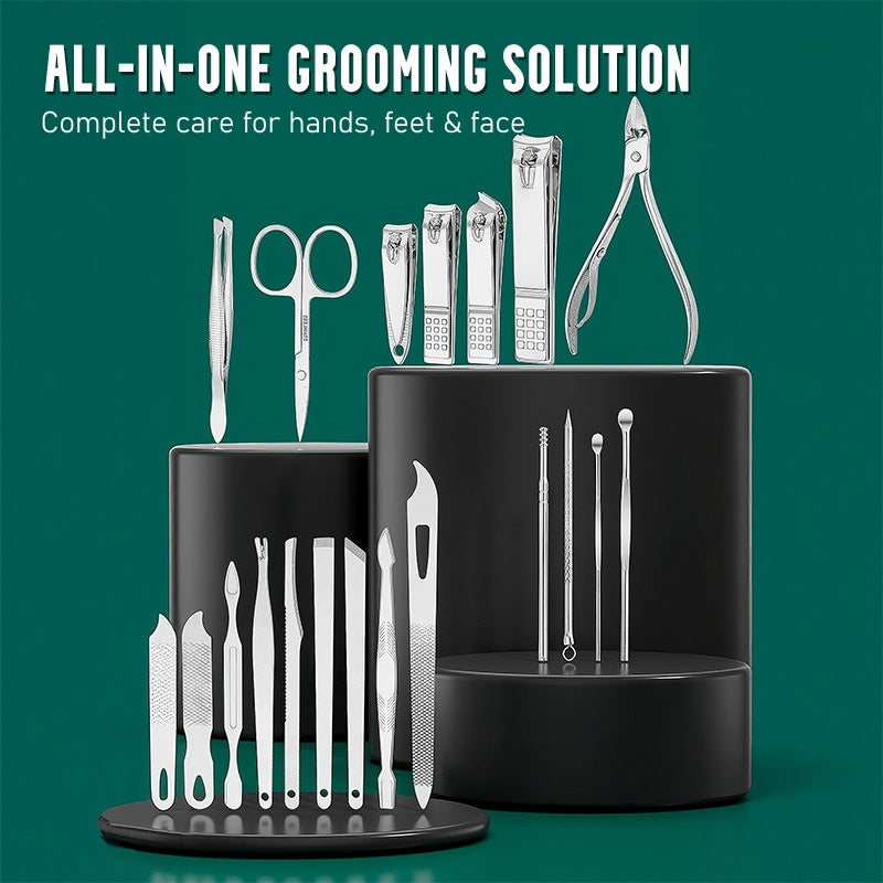 💥Stainless Steel Manicure Sets with PU Leather Case