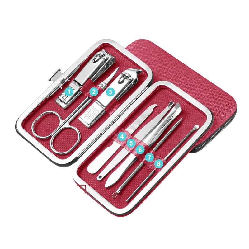 💥Stainless Steel Manicure Sets with PU Leather Case