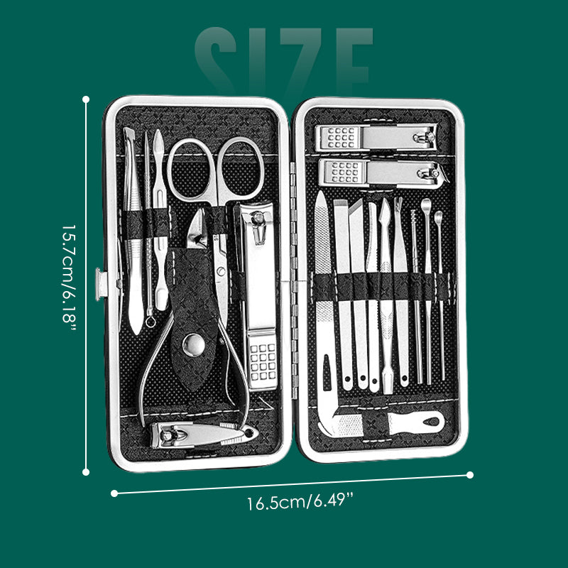 💥Stainless Steel Manicure Sets with PU Leather Case