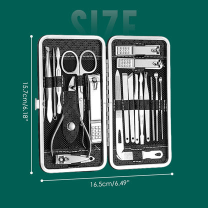 💥Stainless Steel Manicure Sets with PU Leather Case