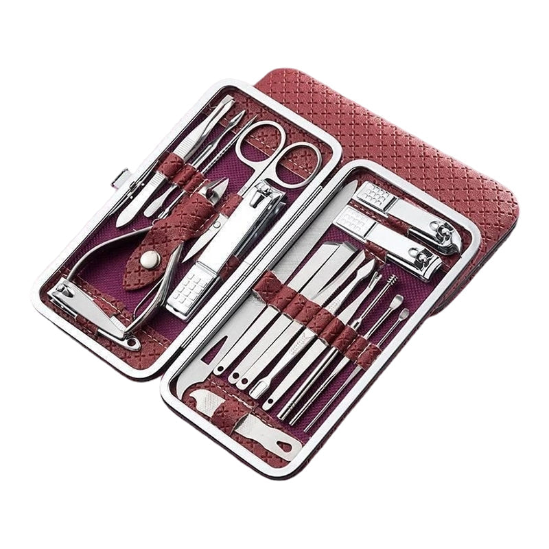 💥Stainless Steel Manicure Sets with PU Leather Case