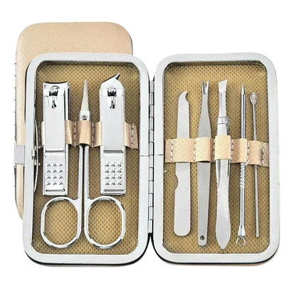 💥Stainless Steel Manicure Sets with PU Leather Case