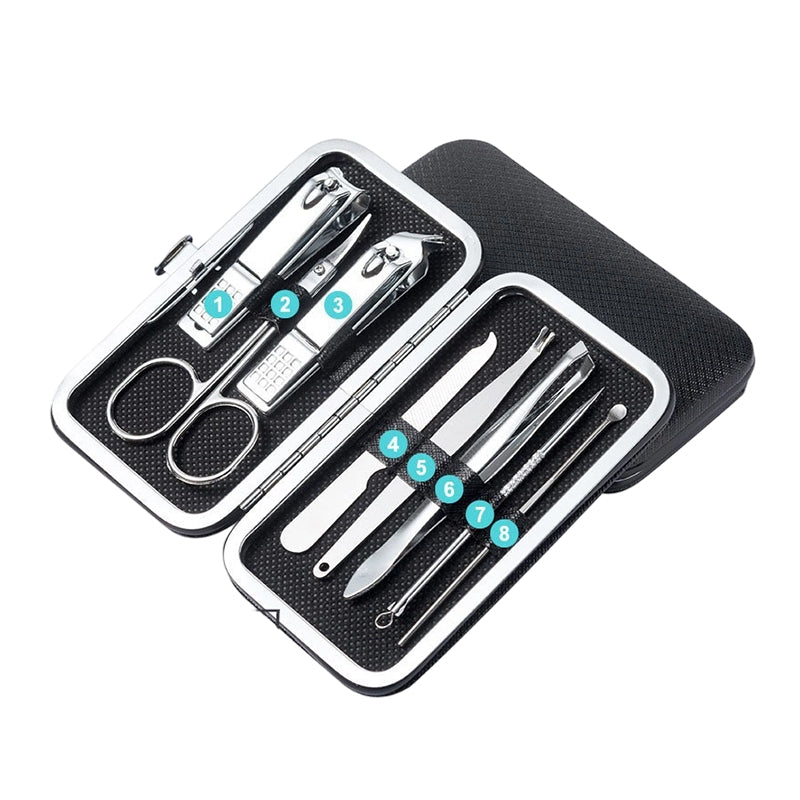 💥Stainless Steel Manicure Sets with PU Leather Case
