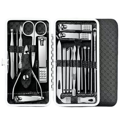 💥Stainless Steel Manicure Sets with PU Leather Case