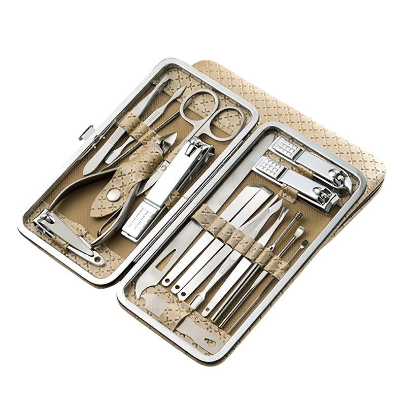 💥Stainless Steel Manicure Sets with PU Leather Case
