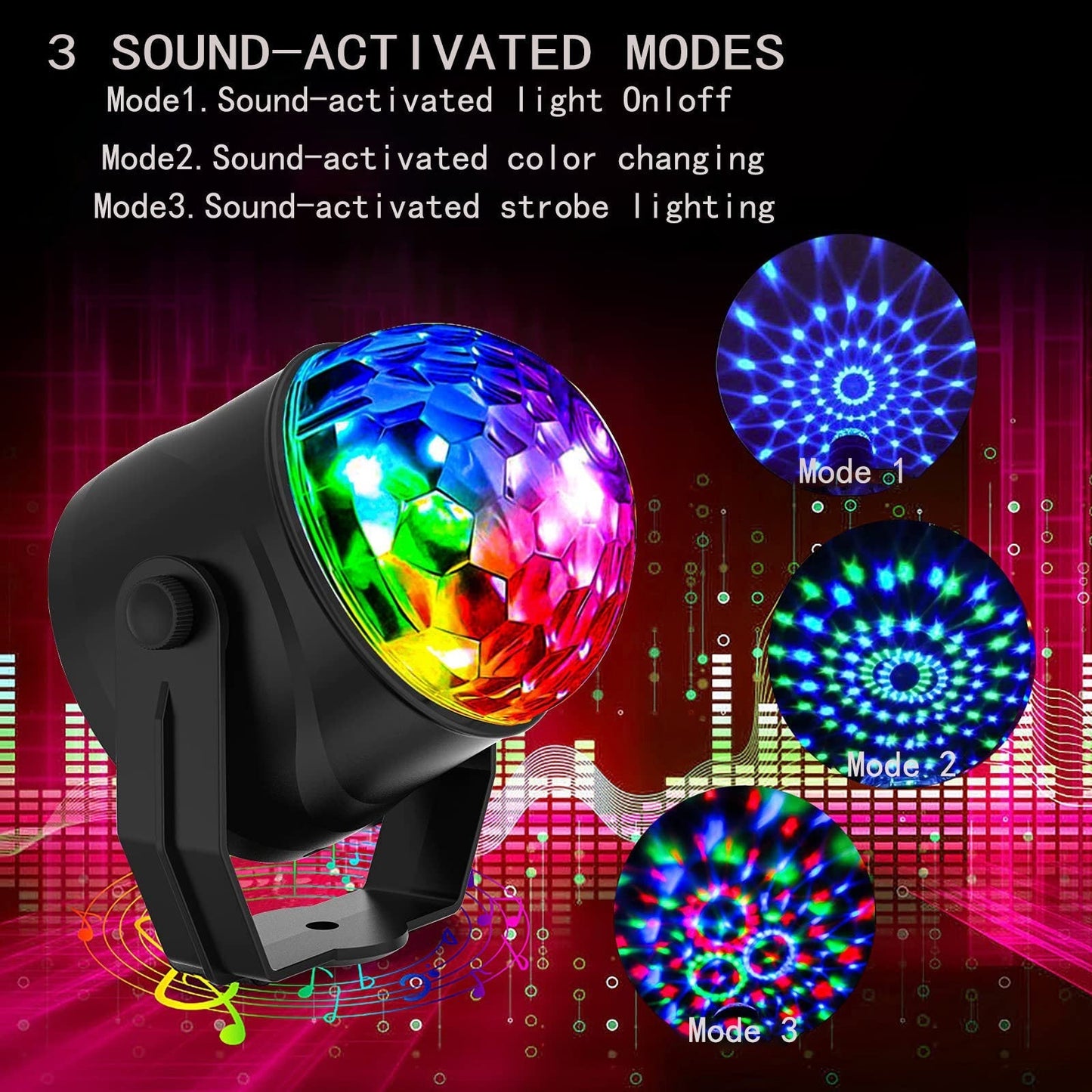 ✨ Colorful Rotating Magic Disco Ball Light