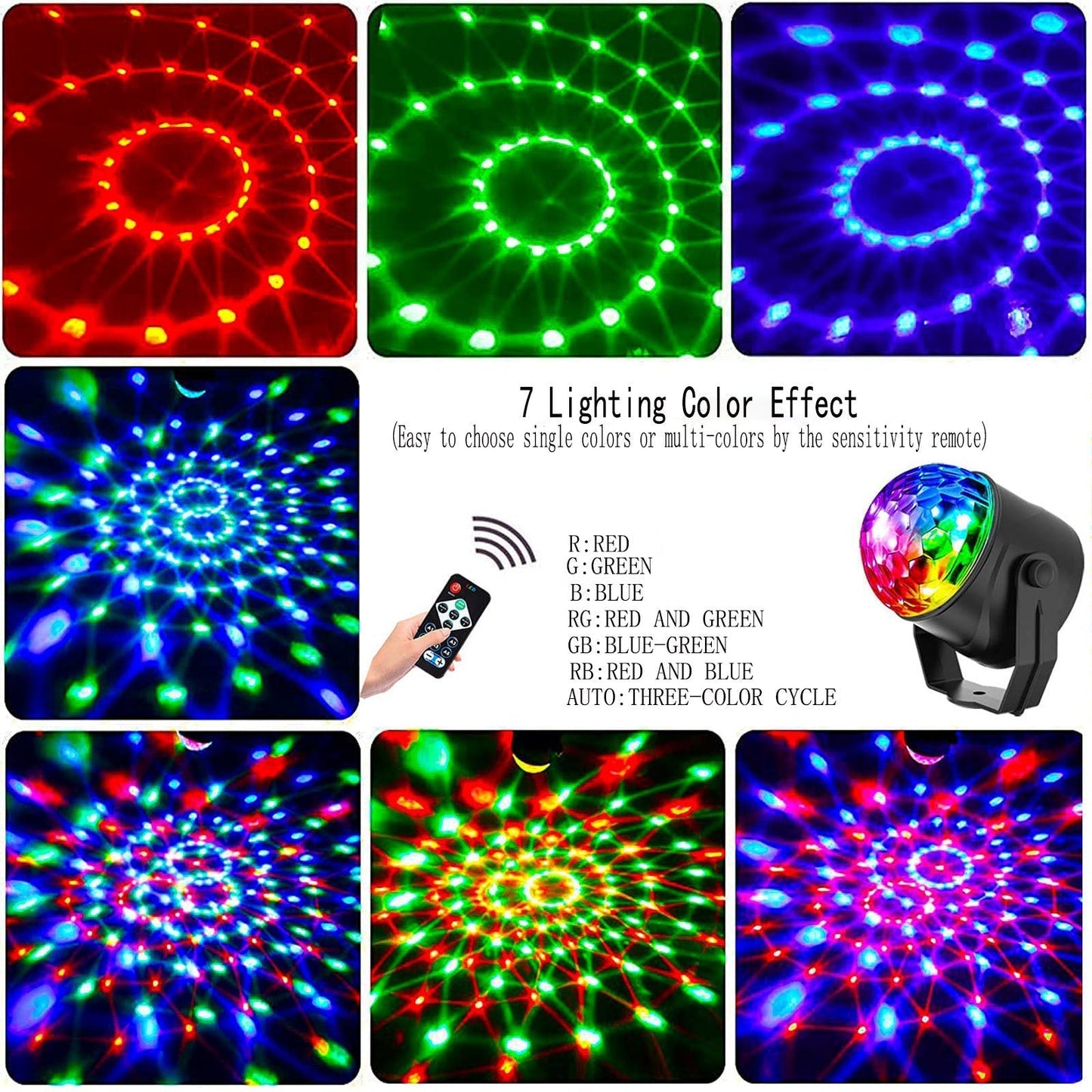 ✨ Colorful Rotating Magic Disco Ball Light