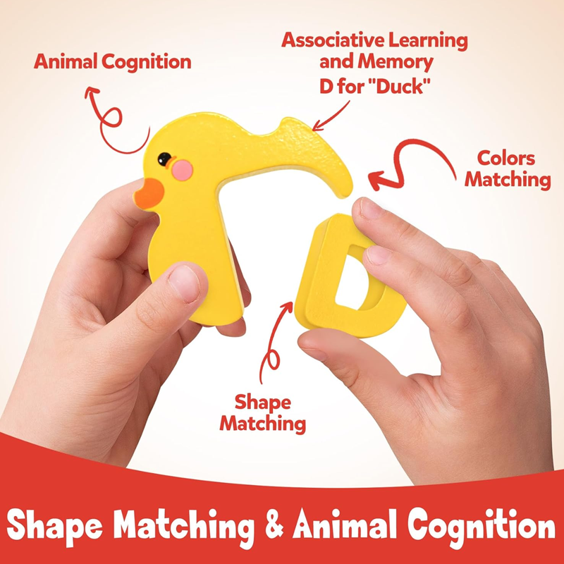 🎨26-Piece Wooden Letter & Animal Matching Toy