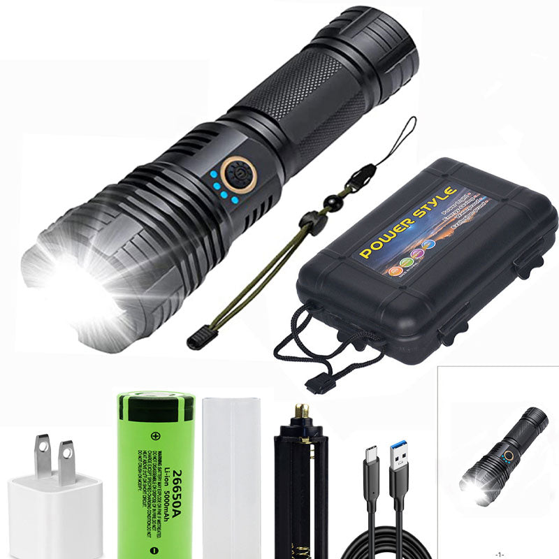 Set of Super Bright Waterproof Rechargeable Flashlights with Zoom