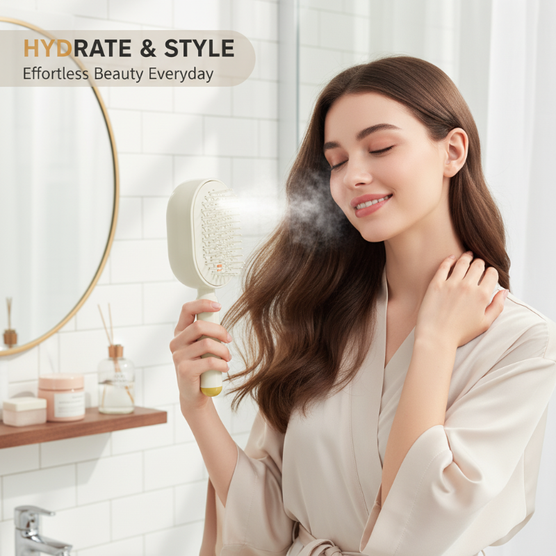 📢📢70 %  OFF💆 ✨ 3-in-1 Electric Spray & Massage Hair Brush