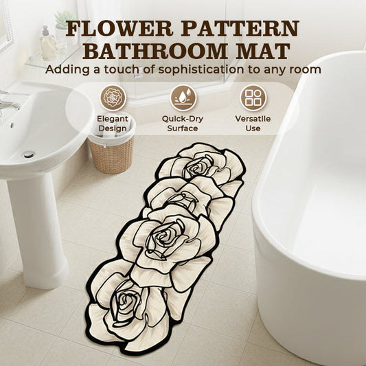 Flower Pattern Quick-Dry Bathroom Mat