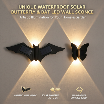 Unique Waterproof Solar Butterfly & Bat LED Wall Sconce