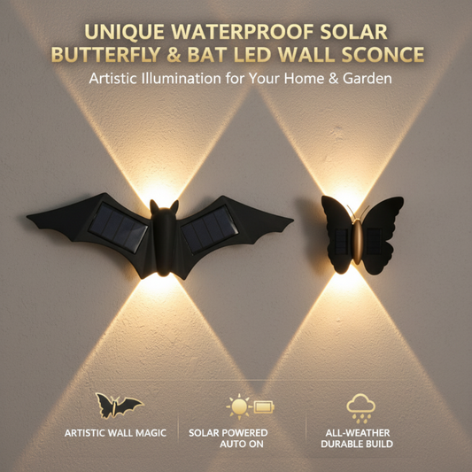 Unique Waterproof Solar Butterfly & Bat LED Wall Sconce
