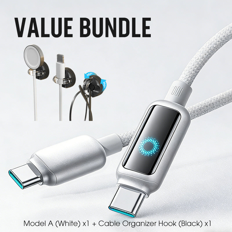 Value Bundle: Smart Power-Off Fast Charging Cable + Cable Organizer Hook