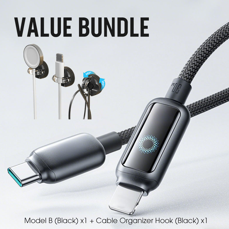 Value Bundle: Smart Power-Off Fast Charging Cable + Cable Organizer Hook