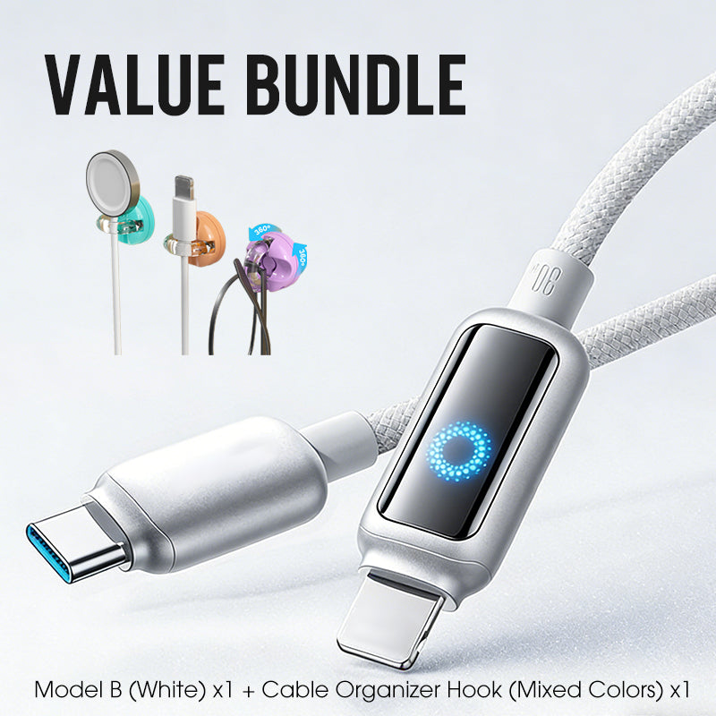 Value Bundle: Smart Power-Off Fast Charging Cable + Cable Organizer Hook
