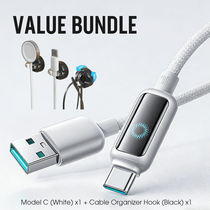Value Bundle: Smart Power-Off Fast Charging Cable + Cable Organizer Hook