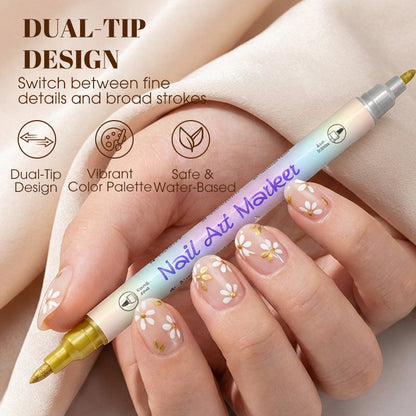 Dual-Tip Nail Art Marker Pen Set