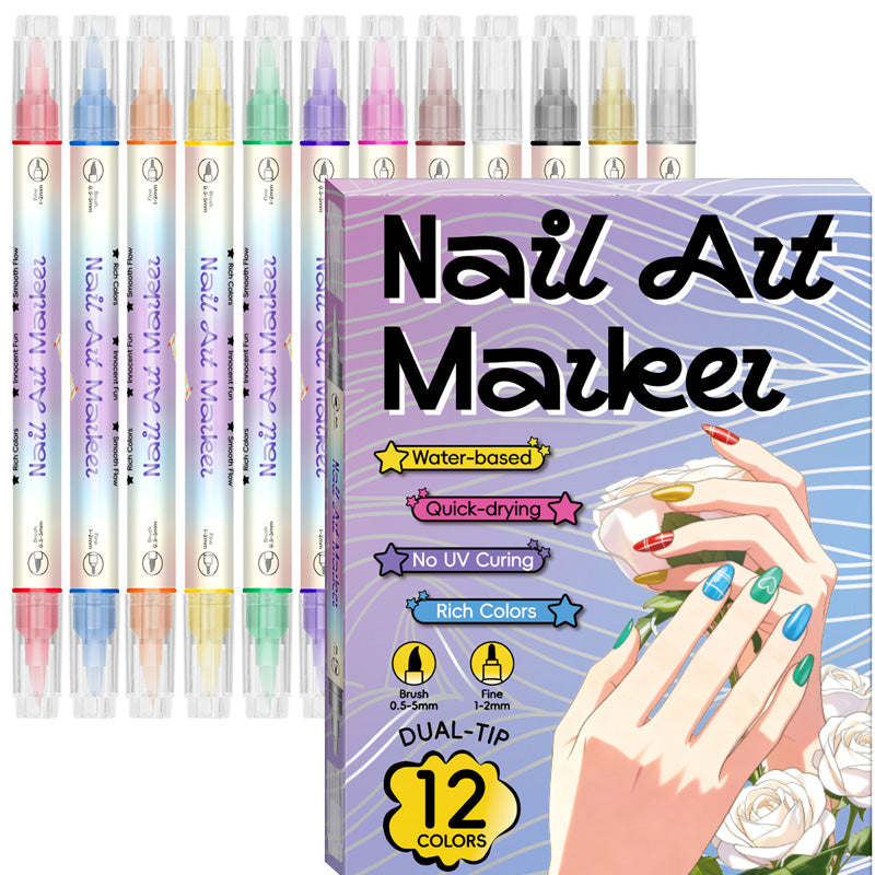 Dual-Tip Nail Art Marker Pen Set