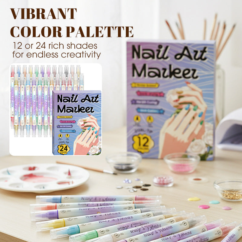 Dual-Tip Nail Art Marker Pen Set