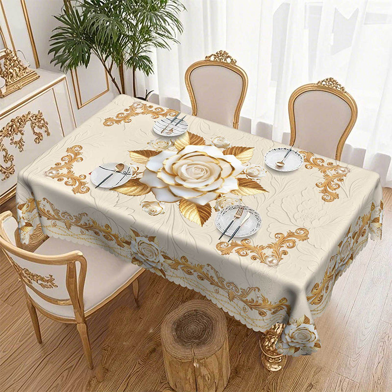 🔥Hot Sale Deals-Waterproof Gold Rose Tablecloth