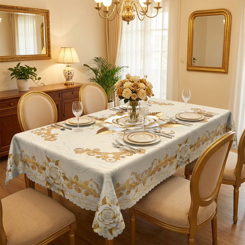 🔥Hot Sale Deals-Waterproof Gold Rose Tablecloth