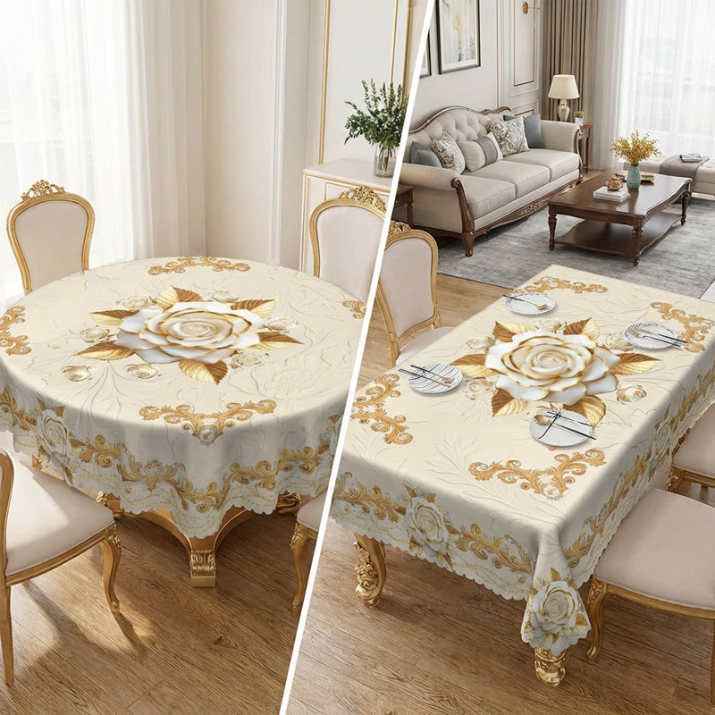 🔥Hot Sale Deals-Waterproof Gold Rose Tablecloth