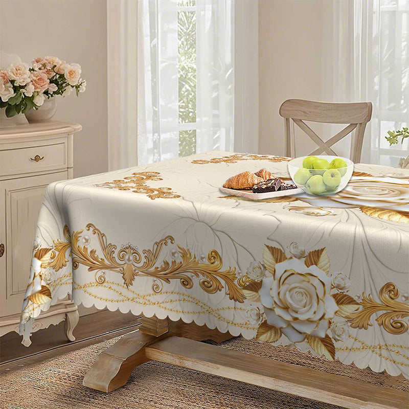 🔥Hot Sale Deals-Waterproof Gold Rose Tablecloth