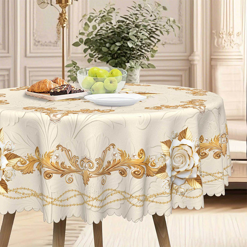 🔥Hot Sale Deals-Waterproof Gold Rose Tablecloth