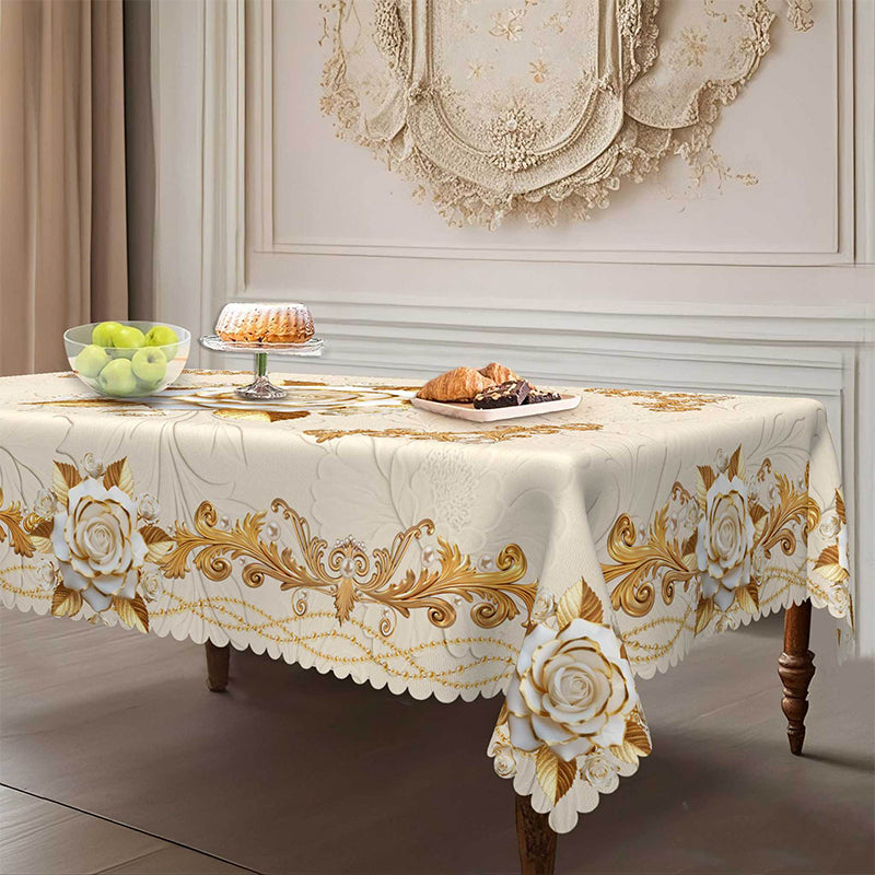 🔥Hot Sale Deals-Waterproof Gold Rose Tablecloth