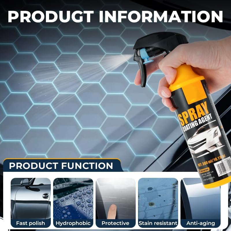 3‑in‑1 SiO₂ Ceramic Quick Coat Spray – Waterless Wash, Streak‑Free Gloss & Rain‑Beading Shield